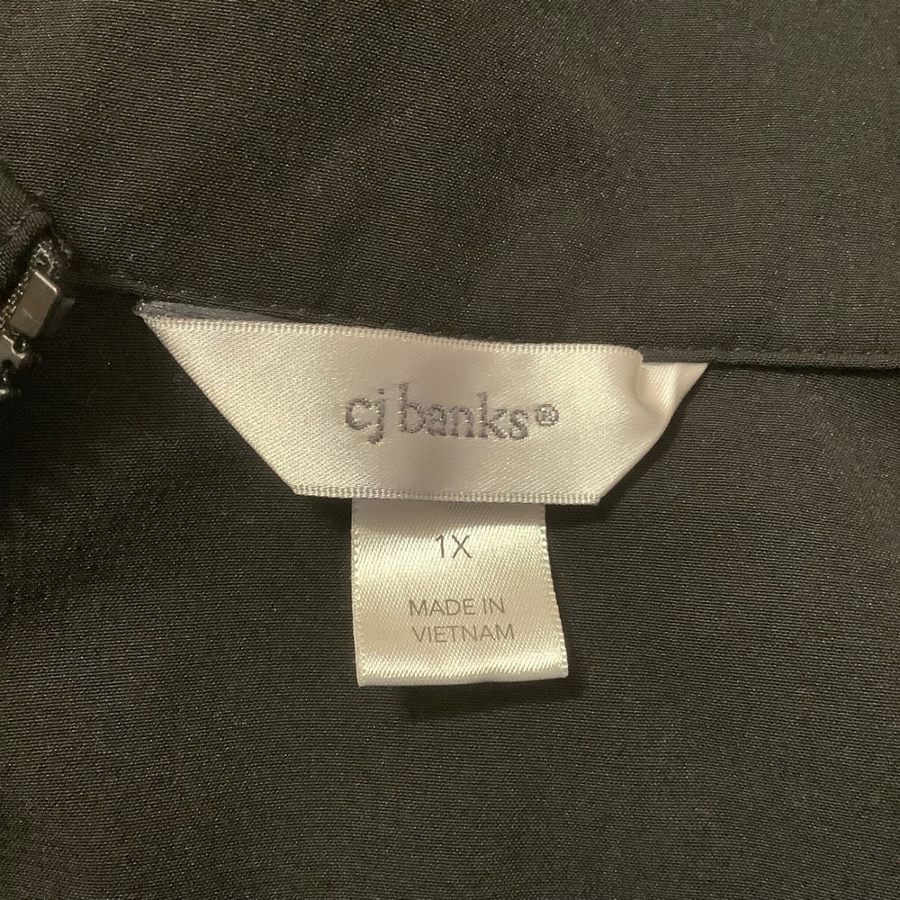 CJ BANKS BLACK WITH LEOPARD PRINT TRIM ZIP-UP SLEEVELESS VEST/ Size 1X - Picture 10 of 11
